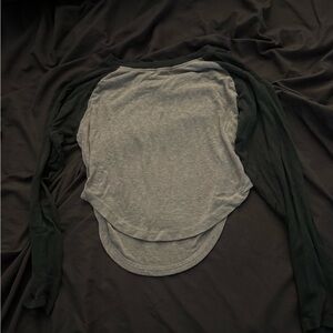 Gray and Green Women’s Long Sleeve Crop Top